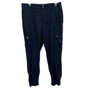 Elevenses Blue Satin Cargo Jogger Pants